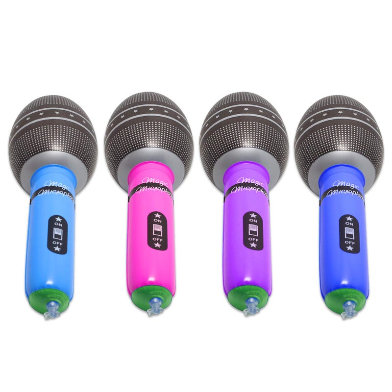 Novelty Place 12-Piece Inflatable Microphones - Assorted Colors, Giant Blow-Up Rock Star Microphones for 80s, 90s Musical Concert Party Favors (10 Inches) - Image 2